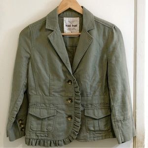 Anthropology Hei Hei Linen Blended Blazer 2 Front Pockets Button Cuffs Size 4.